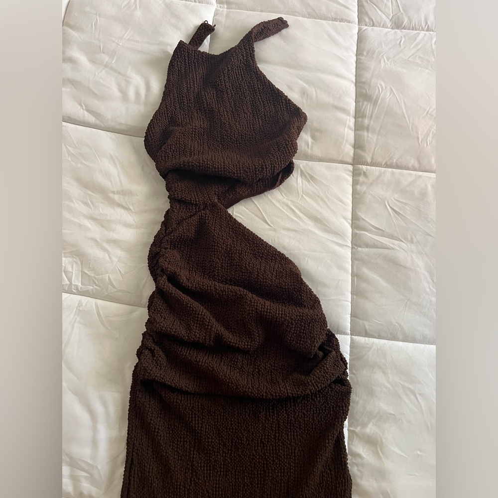 Zara Chocolate Brown Textured Knit dress